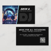 monogram Minimale zwarte DJ party planner Visitekaartje (Voorkant / Achterkant)