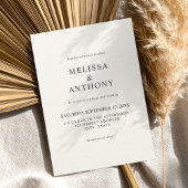 Monogram Minimalist Black and Ecru Modern Wedding Kaart