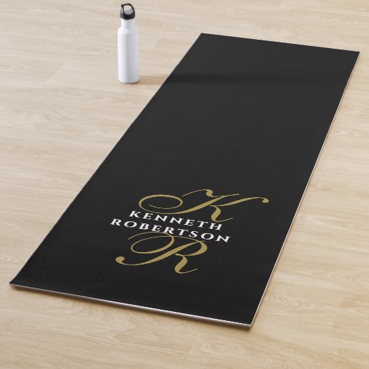 Monogram Minimalist Black Gold White Elegant Men Yogamat (In situ)