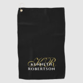 Monogram Minimalist Black Gold White Stylish Men  Golfhanddoek (Voorkant)