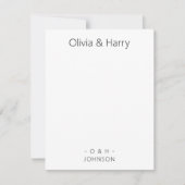Monogram Minimalist Black White Wedding Note Card Notitiekaartje (Voorkant)