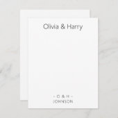 Monogram Minimalist Black White Wedding Note Card Notitiekaartje (Voorkant / Achterkant)