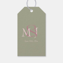 Monogram Minimalist Green Pink Mauve Wedding Cadeaulabel