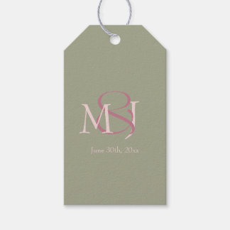 Monogram Minimalist Green Pink Mauve Wedding Cadeaulabel