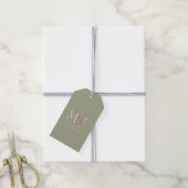 Monogram Minimalist Green Pink Mauve Wedding Cadeaulabel (Met Touw)