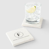 Monogram Minimalist Initial Name Marble Design Stenen Onderzetter (Zijkant)