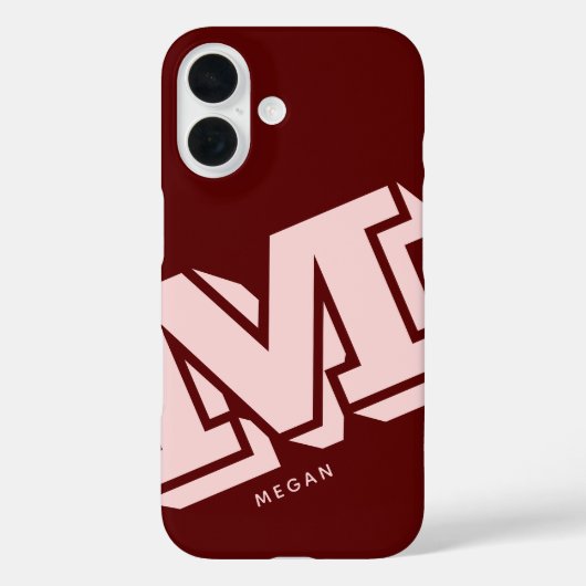  Monogram Minimalist Maroon Burgundy Blush Pink  Case-Mate iPhone Case (Achterkant)