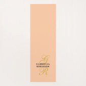 Monogram Minimalist Peach Gold Black Stylish Chic Yogamat (Achterkant)