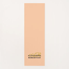 Monogram Minimalist Peach Gold Initials Black Chic Yogamat