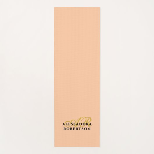 Monogram Minimalist Peach Gold Initials Black Chic Yogamat (Voorkant)