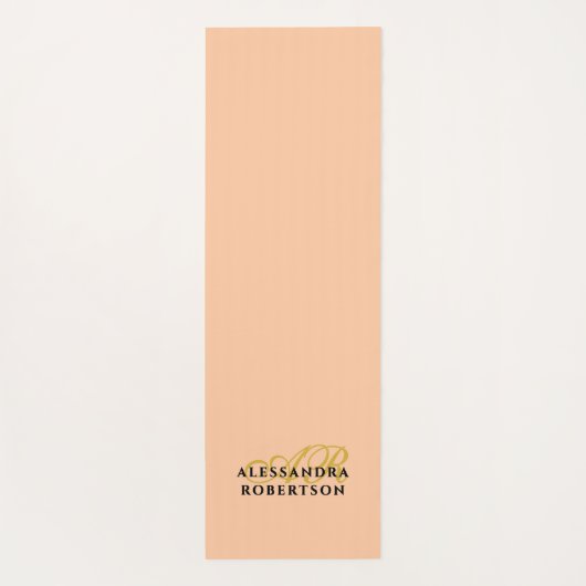 Monogram Minimalist Peach Gold Initials Black Chic Yogamat (Achterkant)