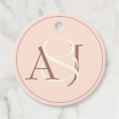 Monogram Minimalist Peachy Pink & Mauve Wedding Bedankjes Labels (Voorkant)