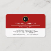Monogram Minimalist Red White Layer Visitekaartje (Voorkant)