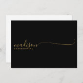 Monogram Minimalist Simple Gold Black Notitiekaartje (Voorkant / Achterkant)