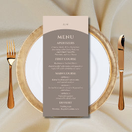 Monogram Minimalist Taupe Japandi bruiloft Menu