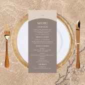 Monogram Minimalist Taupe Japandi bruiloft Menu