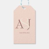 Monogram Minimalist Warm Pink & Mauve Wedding Cadeaulabel (Voorkant)