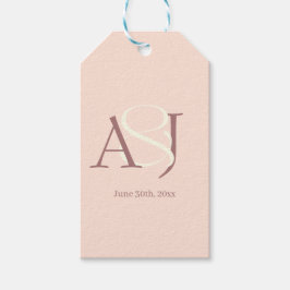 Monogram Minimalist Warm Pink & Mauve Wedding Cadeaulabel