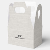 Monogram Minimalistic White Burlap Gray Typography Bedankdoosjes (Geopend)