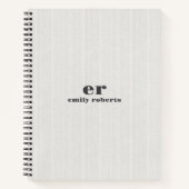 Monogram Minimalistic White Burlap Gray Typography Notitieboek (Voorkant)