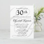 Monogram minimalistisch 30e verjaardagsfeestje kaart (Staand voorkant)