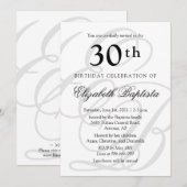Monogram minimalistisch 30e verjaardagsfeestje kaart (Voorkant / Achterkant)