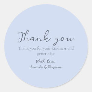 Monogram minimalistisch Beau Blue Wedding Dank u Ronde Sticker