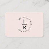 Monogram, minimalistisch beige roos business visitekaartje (Voorkant)