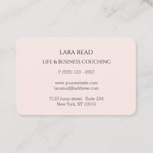 Monogram, minimalistisch beige roos business visitekaartje (Achterkant)