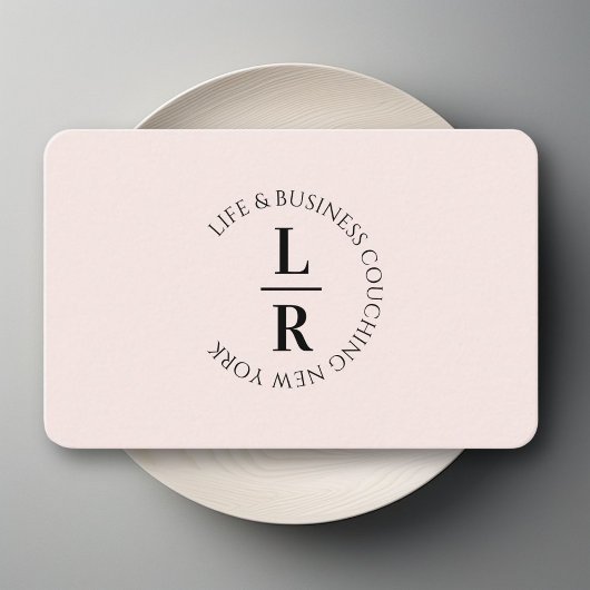 Monogram, minimalistisch beige roos business visitekaartje