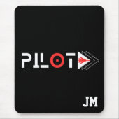 monogram, minimalistisch, douane, vliegtuig, piloo muismat (Voorkant)