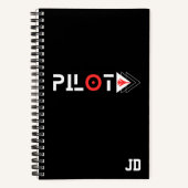 monogram, minimalistisch, douane, vliegtuig, piloo notitieboek (Voorkant)