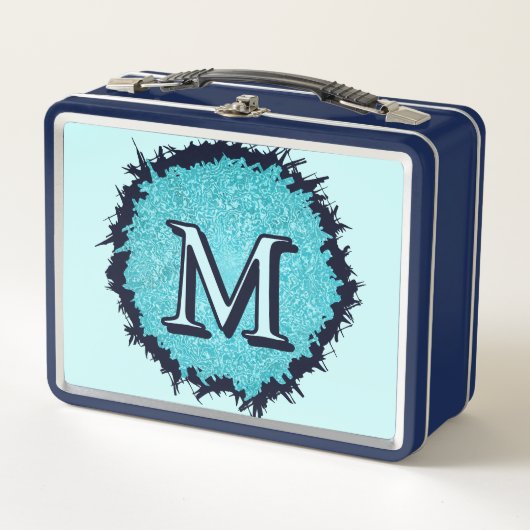 Monogram minimalistisch eenvoudig chic blauw abstr (Voorkant)