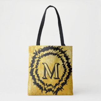Monogram minimalistisch eenvoudig chic namaakgoud tote bag