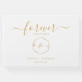 Monogram Minimalistisch Eenvoudig Goud en Wit Trou Gastenboek