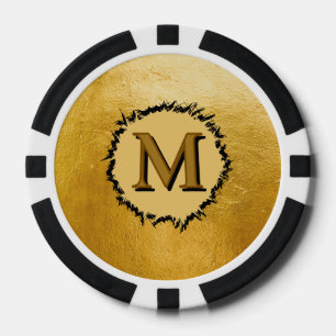 Monogram minimalistisch eenvoudig zwart namaak gou poker chips