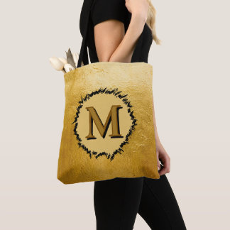 Monogram minimalistisch eenvoudig zwart namaak gou tote bag