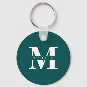 Monogram minimalistisch elegant Blauwgroen Sleutelhanger