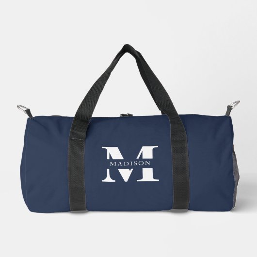 Monogram minimalistisch elegant marineblauw plunjezak (Voorkant)