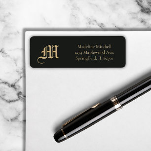 Monogram Minimalistisch Elegant Sierlijk Zwart Gou Etiket
