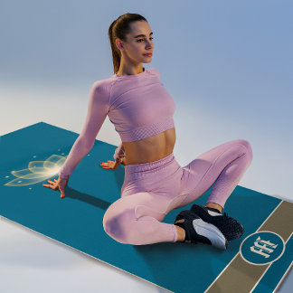 Monogram Minimalistisch Goud Lotus Bloem Zen picto Yogamat