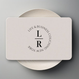 Monogram, minimalistisch grijs beige bedrijf visitekaartje