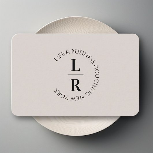 Monogram, minimalistisch grijs beige bedrijf visitekaartje