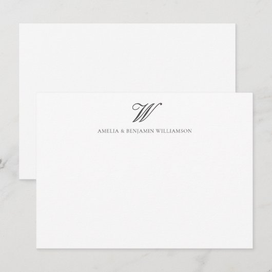 Monogram minimalistisch huwelijk van de elegante k notitiekaartje (Voorkant / Achterkant)