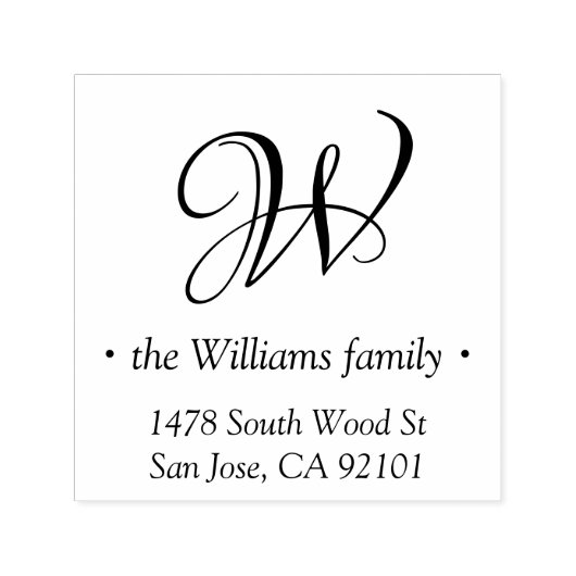 Monogram & minimalistisch kalligrafiemadres zelfinktende stempel (Design)