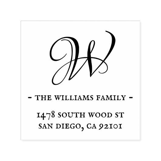 Monogram & minimalistisch kalligrafiemadres  zelfinktende stempel (Design)