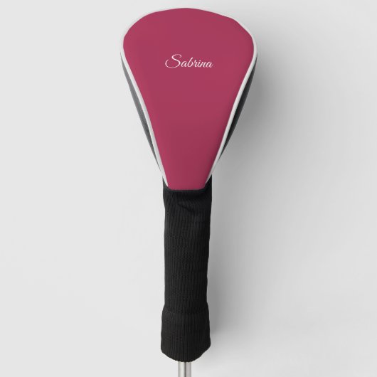 Monogram minimalistisch kersroze roze golfheadcover (Voorkant)