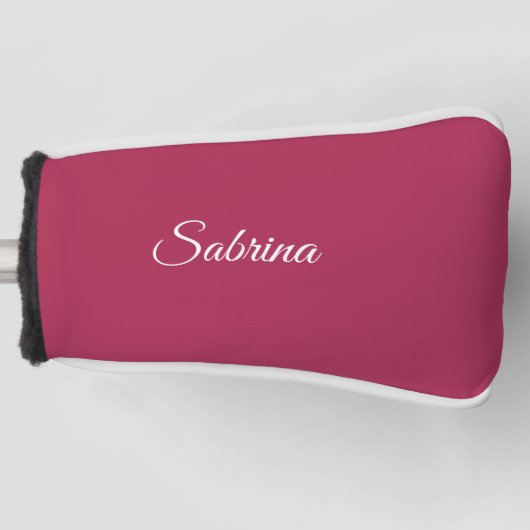 Monogram minimalistisch kersroze roze golfheadcover (Voorkant)