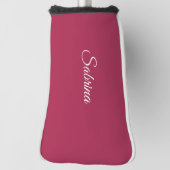 Monogram minimalistisch kersroze roze golfheadcover (Draai 90)