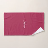 Monogram minimalistisch kersroze roze handdoek (Handdoek)